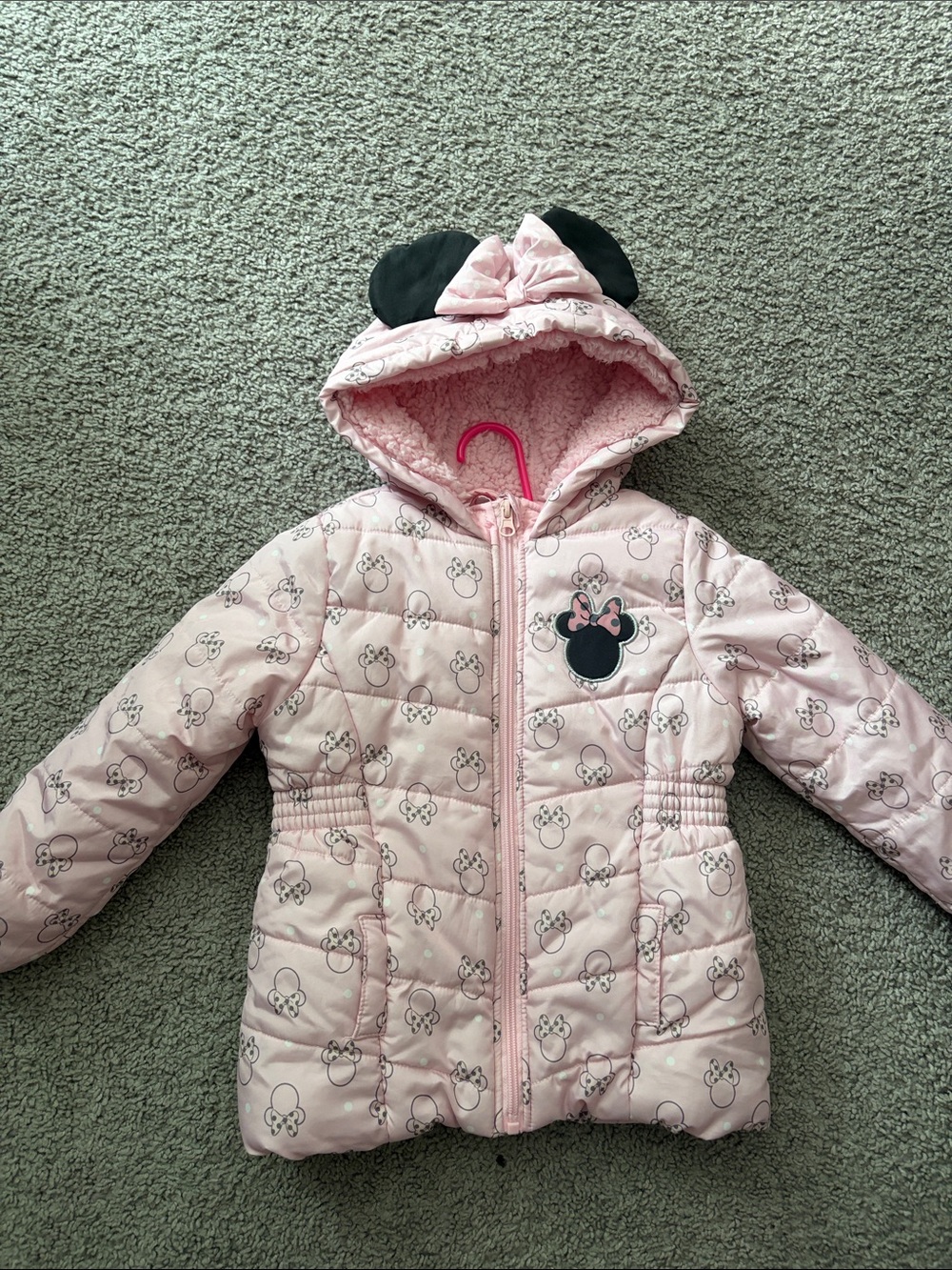 Disney Pink Minnie Mouse Hooded Puffer Coat with Ears
